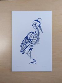 Blue Heron by April White Haida Artist 6"x9" Art Card