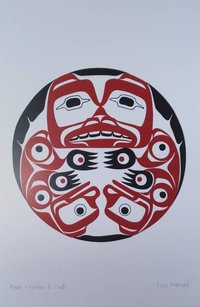 Bear Mother and Cubs by Eric Parnell Haida Artist 6"x9" Art Card No.978