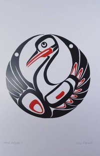 Crane Design 2 by Eric Parnell Haida Artist 6"x9" Art Card