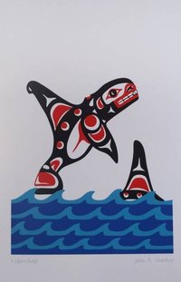 Killer Whale by John A Sharkey Coast Salish Artist 6"x9" Art Card