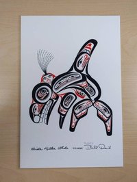 Haida Killer Whale "SKAANA" by Bill Reid Haida Artist 6"x9" Art Card