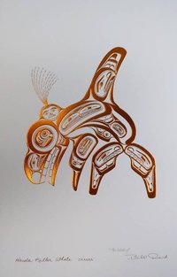 Haida Killer Whale by Bill Reid Haida Artist 6"x9" Copper Embossed Art Card