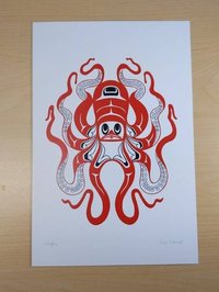 Octopus by Eric Parnell Haida Artist 6"x9" Art Card