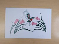 Hummingbird by Richard Shorty Northern Tutchone Yukon Artist 6"x9" Art Card