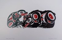 Bear and Frog by Richard Shorty Northern Tutchone Yukon Artist 6"x9" Art Card