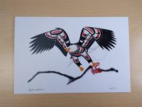 Eagle and Salmon by Richard Shorty Northern Tutchone Yukon Artist 6"x9" Art Card