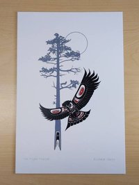 Owl Night Hunter by Richard Shorty Northern Tutchone Yukon Artist 6"x9" Art Card