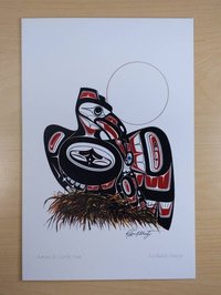 Raven and Little One by Richard Shorty Northern Tutchone Yukon Artist 6"x9" Art Card