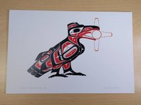 Raven Stealing the Sun by Richard Shorty Northern Tutchone Yukon Artist 6"x9" Art Card