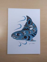 Spawning Salmon by Joe Wilson Salish Artist 6"x9" Art Card