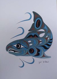 Spawning Salmon by Joe Wilson Salish Artist 6"x9" Art Card