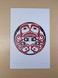 Bear Mother and Cubs by Eric Parnell Haida Artist 6"x9" Art Card No.978