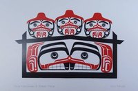 Three Watchmen and Beaver House by Eric Parnell Haida Artist 6"x9" Art Card