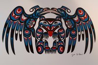 Bear and Two Ravens by Joe Wilson Salish Artist 6"x9" Art Card