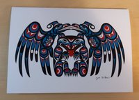 Bear and Two Ravens by Joe Wilson Salish Artist 6"x9" Art Card