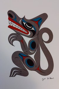 Salish Wolf by Joe Wilson Salish Artist 6"x9" Art Card