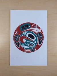 Raven Frog by Danny Dennis Tsimshian Artist 6"x9" Art Card