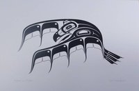 Raven in Flight by Carl Stromquist Salish Artist 6"x9" Art Card