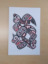 Eagle Taking Whale Back Home by Lloyd Harsch Haida Artist 6"x9" Art Card