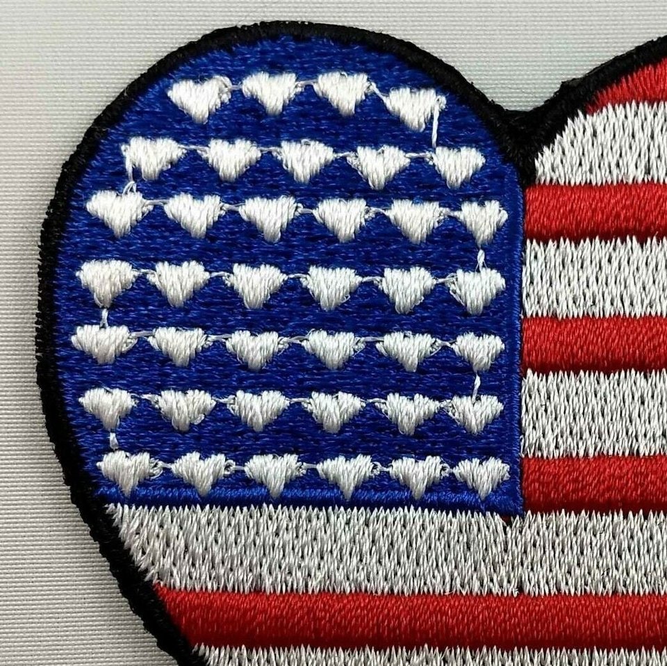 USA United States America Heart Flag Patch Badge Embroidered Iron On Applique C/P