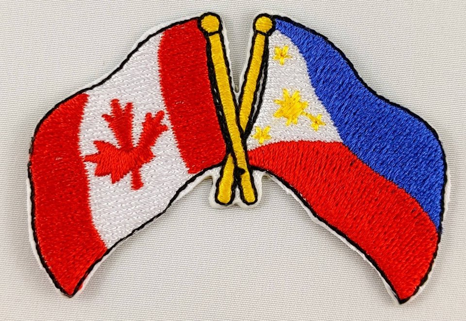 Canada / Philippines Friendship Flag Patch Embroidered Iron On Applique Badge Canadian Filipino