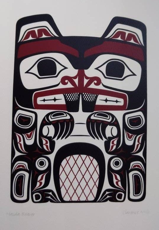 Haida Beaver by Clarence Mills Haida Artist 6"x9" art card