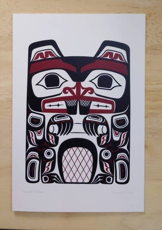 Haida Beaver by Clarence Mills Haida Artist 6"x9" art card