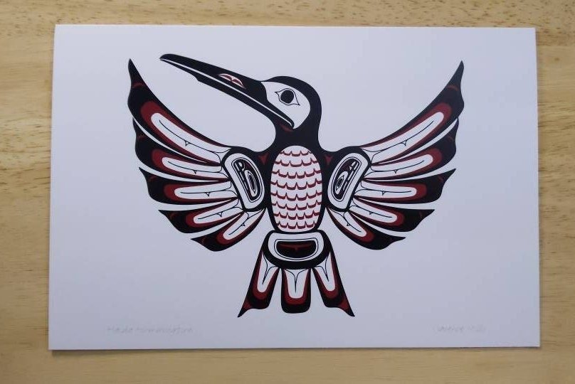 Haida Hummingbird by Clarence Mills Haida Artist 6"x9" art card