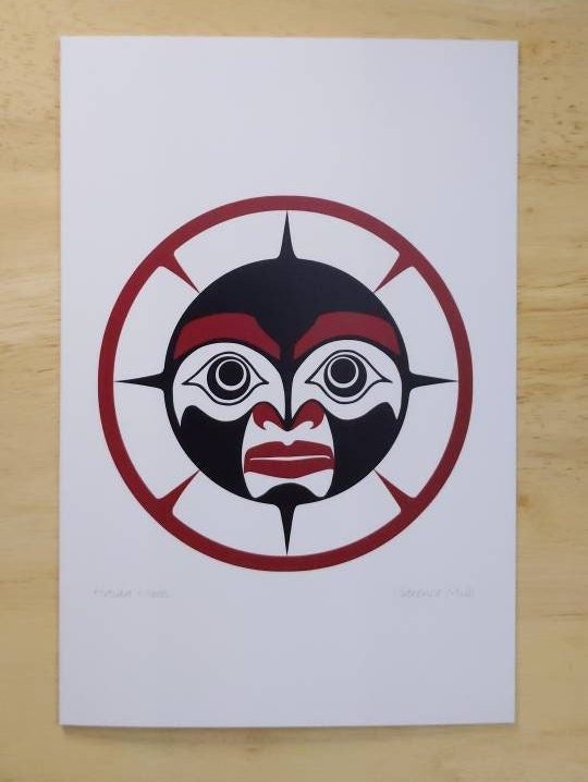 Haida Moon by Clarence Mills Haida Artist 6"x9" art card