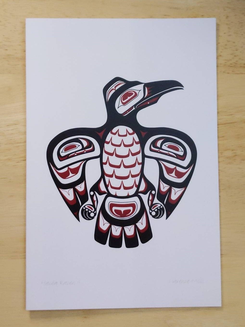 Haida Raven II by Clarence Mills Haida Artist 6"x9" art card