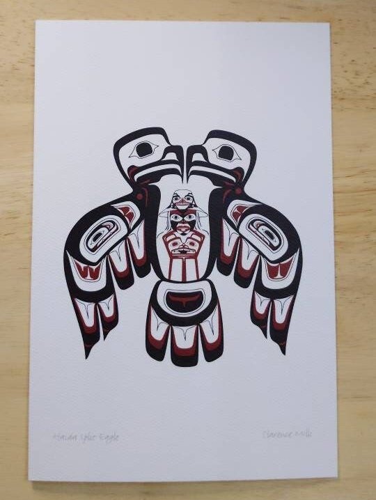 Haida Split Eagle by Clarence Mills Haida Artist 6"x9" art card