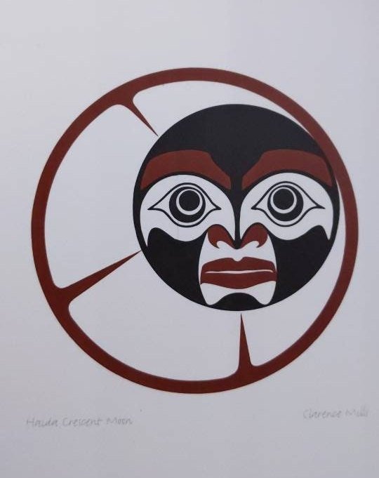 Haida Crescent Moon by Clarence Mills Haida Artist 6"x9" art card