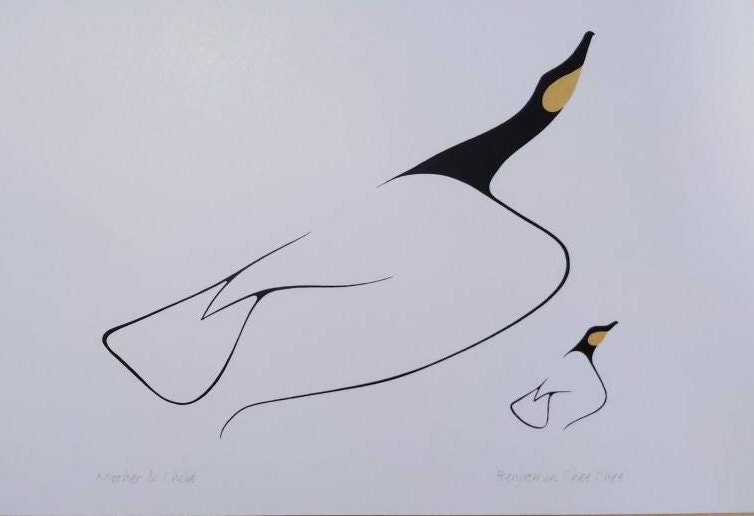 Mother and Child by Benjamin Chee Chee Ojibway Artist 6"x9" Art Card