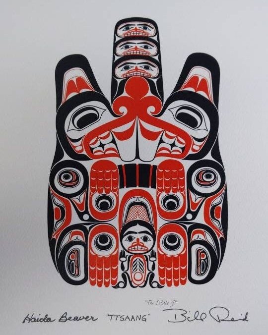 Haida Beaver "TTSAANG" by Bill Reid Haida Artist 6"x9" Art Card