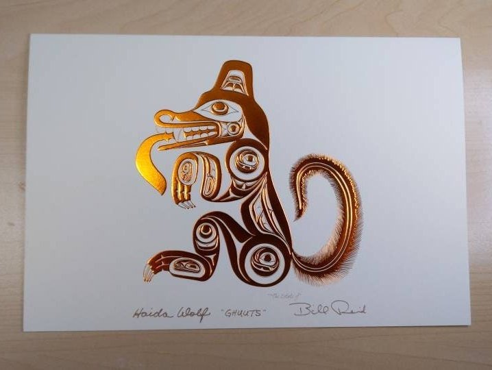 Haida Wolf by Bill Reid Haida Artist 6"x9" Copper Embossed Art Card