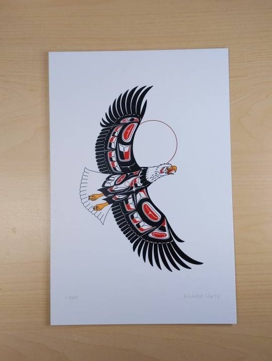 Eagle by Richard Shorty Northern Tutchone Yukon Artist 6"x9" Art Card