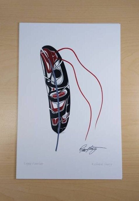 Eagle Feather by Richard Shorty Northern Tutchone Yukon Artist 6"x9" Art Card