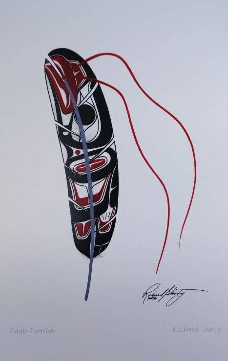 Eagle Feather by Richard Shorty Northern Tutchone Yukon Artist 6"x9" Art Card