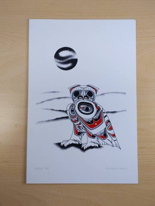 Snowy Owl by Richard Shorty Northern Tutchone Yukon Artist 6"x9" Art Card