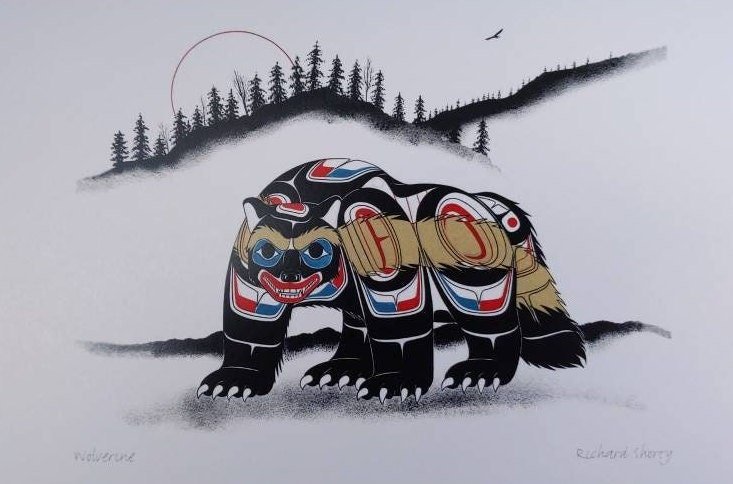 Wolverine by Richard Shorty Northern Tutchone Yukon Artist 6"x9" Art Card