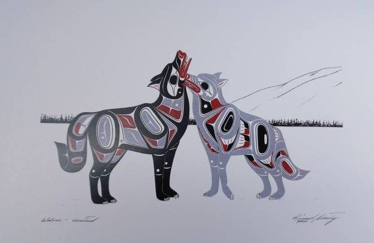 Wolves United by Richard Shorty Northern Tutchone Yukon Artist 6"x9" Art Card