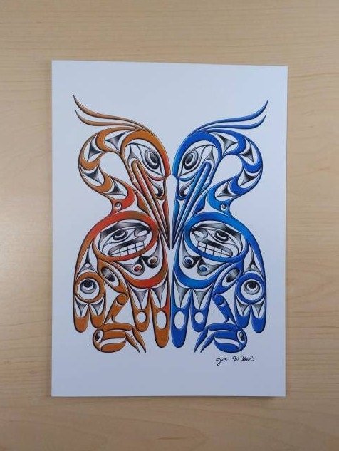 Herons - For Life 2 by Joe Wilson Salish Artist 6"x9" Art Card