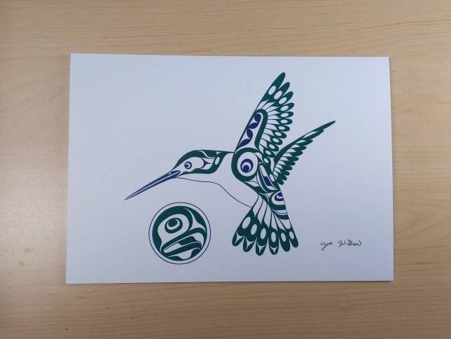 Hummingbird by Joe Wilson Salish Artist 6"x9" Art Card