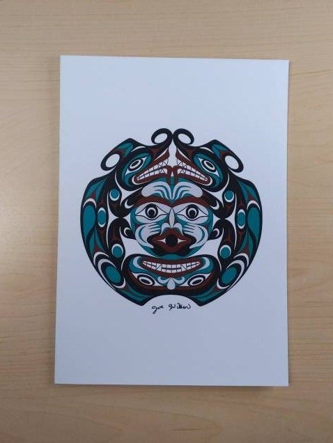 Two-Headed Serpent by Joe Wilson Salish Artist 6"x9" Art Card