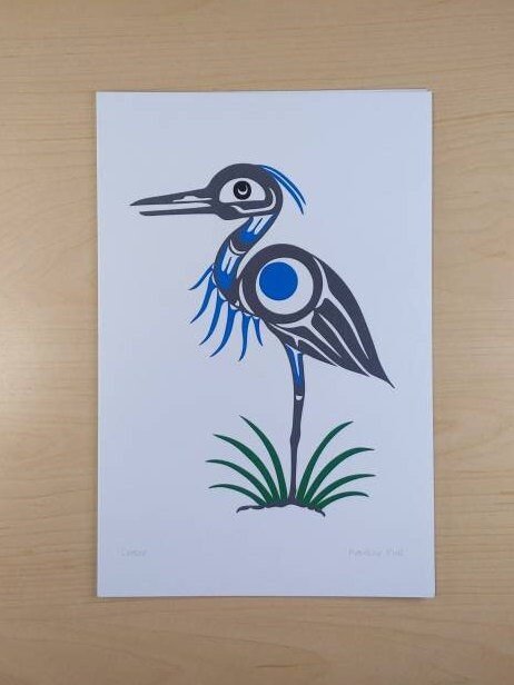 Crane by Pauline Bull Salish Artist 6"x9" Art Card