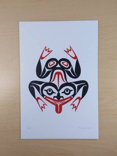 Frog by Pauline Bull Salish Artist 6"x9" Art Card