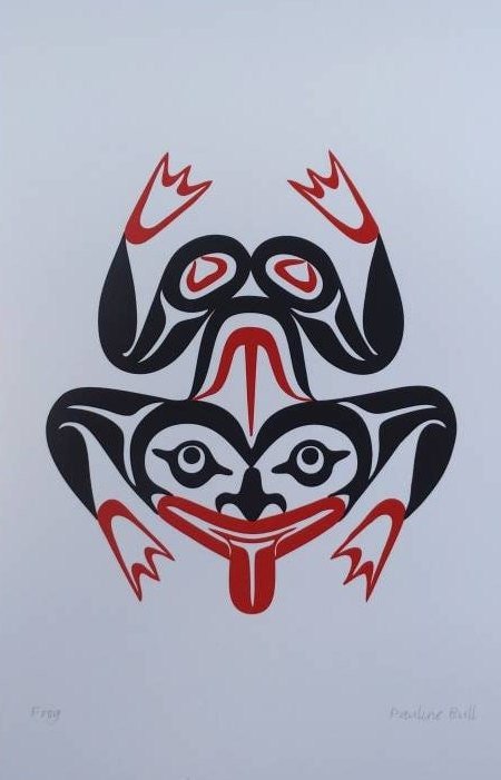 Frog by Pauline Bull Salish Artist 6"x9" Art Card