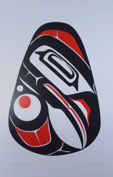 Haida Raven by Eric Parnell Haida Artist 6"x9" Art Card