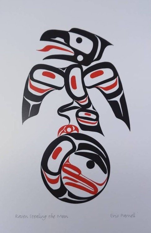 Raven Stealing the Moon by Eric Parnell Haida Artist 6"x9" Art Card