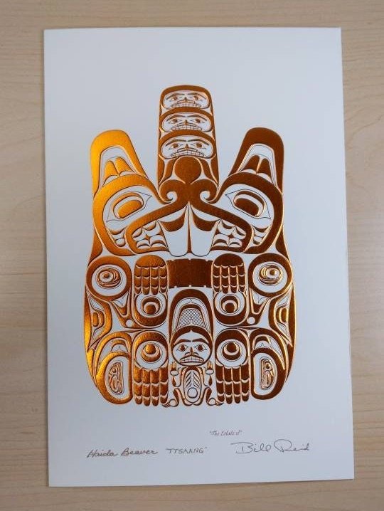 Haida Beaver by Bill Reid Haida Artist 6"x9" Copper Embossed Art Card